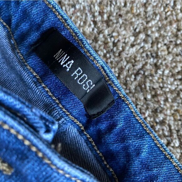 Nina Rossi Jeans Super High Rise Flare Long New Distressed Women’s Size 7 - Picture 9 of 10